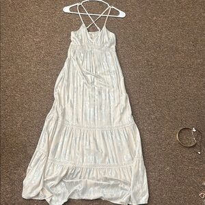 Mossimo Supply Co. Cream Tiered Ruffled Maxi Dress